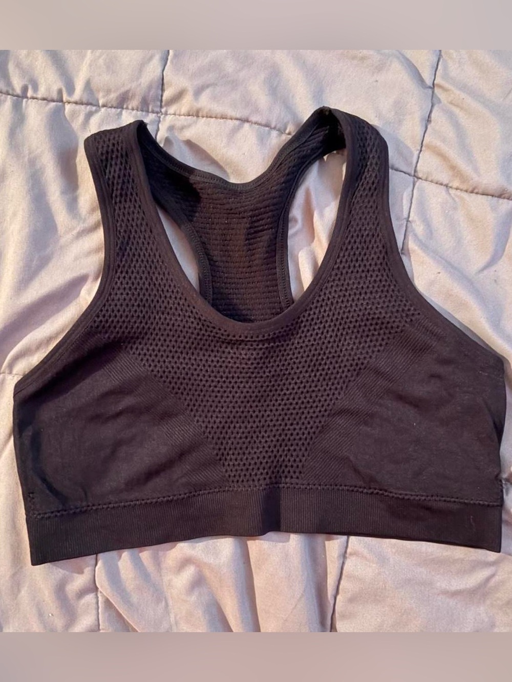 Seamless washed out black Racerback Sports Bra